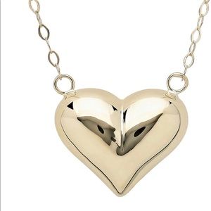 14K Yellow Gold Polished Puffed Heart Necklace